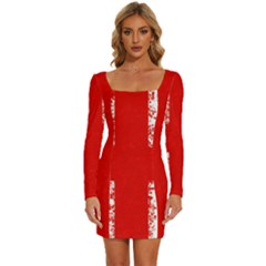 Union Jack London Flag Uk Long Sleeve Square Neck Bodycon Velvet Dress by Celenk