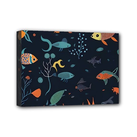 Underwater Ocean Animals Sea Mini Canvas 7  X 5  (stretched) by Simbadda