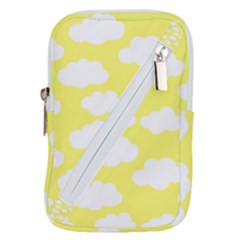 Cute Yellow White Clouds Belt Pouch Bag (small) by ConteMonfrey