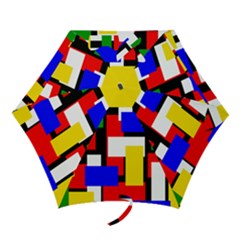 Red, Yellow, Black, Blue And Green Blocks Mini Folding Umbrella by Khoncepts
