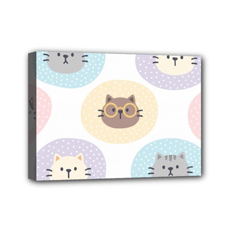 Cute Cat Seamless Pattern Background Mini Canvas 7  X 5  (stretched) by Simbadda