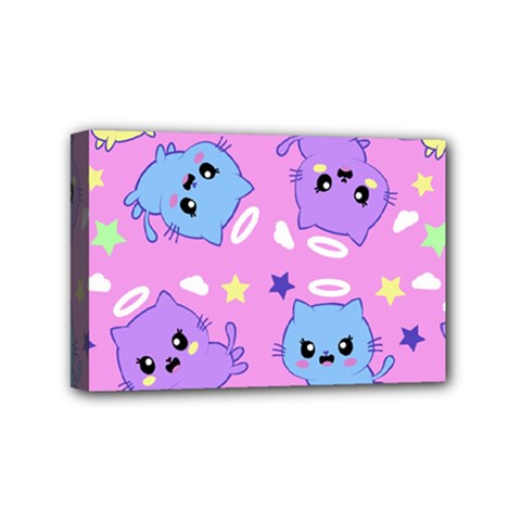 Seamless Pattern With Cute Kawaii Kittens Mini Canvas 6  X 4  (stretched) by Simbadda