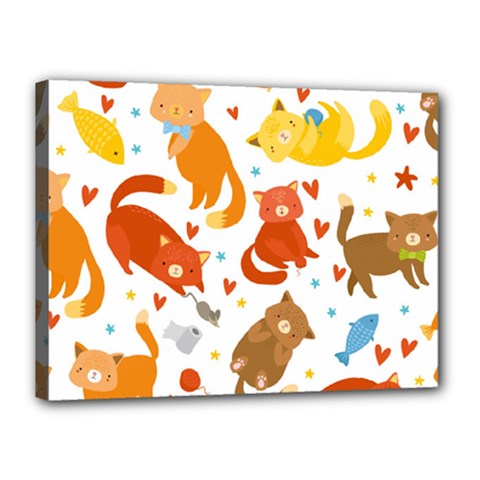 Seamless Pattern With Kittens White Background Canvas 16  X 12  (stretched) by Simbadda