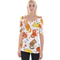 Seamless Pattern With Kittens White Background Wide Neckline Tee View1