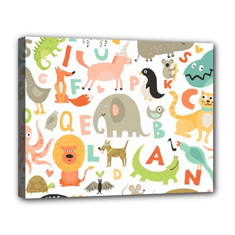 Children Alphabet Seamless Pattern Canvas 14  X 11  (stretched) by Simbadda