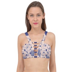 Cute Cats Doodle Seamless Pattern With Funny Characters Cage Up Bikini Top by Simbadda
