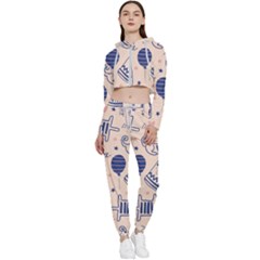 Cute Cats Doodle Seamless Pattern With Funny Characters Cropped Zip Up Lounge Set by Simbadda