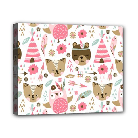 Pink Animals Pattern Canvas 10  X 8  (stretched) by Simbadda