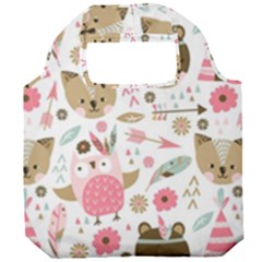 Pink Animals Pattern Foldable Grocery Recycle Bag by Simbadda
