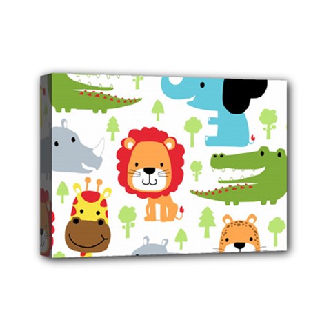 Seamless Pattern Vector With Animals Cartoon Mini Canvas 7  X 5  (stretched) by Simbadda