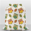Background-with-owls-leaves-pattern Drawstring Bag (Small) View2