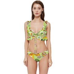 Funny Animals Cartoon Low Cut Ruffle Edge Bikini Set by Simbadda