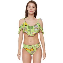 Funny Animals Cartoon Ruffle Edge Tie Up Bikini Set	 by Simbadda