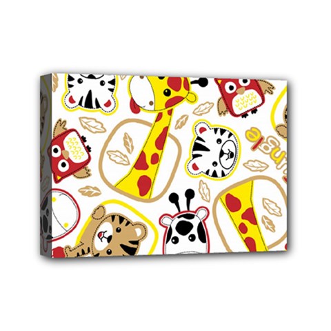 Vector Seamless Pattern Nice Animals Cartoon Mini Canvas 7  X 5  (stretched) by Simbadda