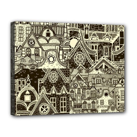 Four Hand Drawn City Patterns Canvas 14  X 11  (stretched) by Simbadda
