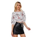 Cute-cat-chef-cooking-seamless-pattern-cartoon Mid Sleeve Drawstring Hem Top View3