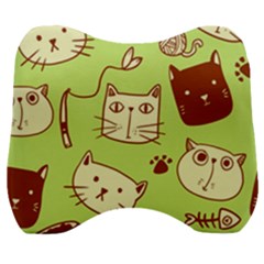 Cute-hand-drawn-cat-seamless-pattern Velour Head Support Cushion by Simbadda