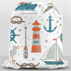 Nautical-elements-pattern-background Drawstring Bag (large) by Simbadda