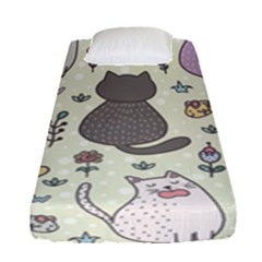 Funny Cartoon Cat Seamless Pattern Fitted Sheet (single Size) by Simbadda