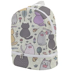 Funny Cartoon Cat Seamless Pattern Zip Bottom Backpack by Simbadda