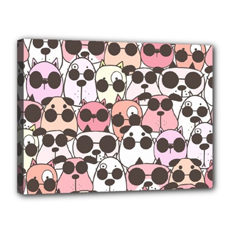Cute-dog-seamless-pattern-background Canvas 16  X 12  (stretched) by Simbadda