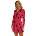 Seamless-watermelon-surface-texture Long Sleeve Deep V Mini Dress  View2