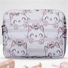 Cat-with-bow-pattern Make Up Pouch (large) by Simbadda