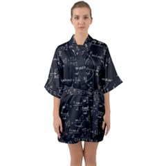 Mathematical-seamless-pattern-with-geometric-shapes-formulas Half Sleeve Satin Kimono  by Simbadda