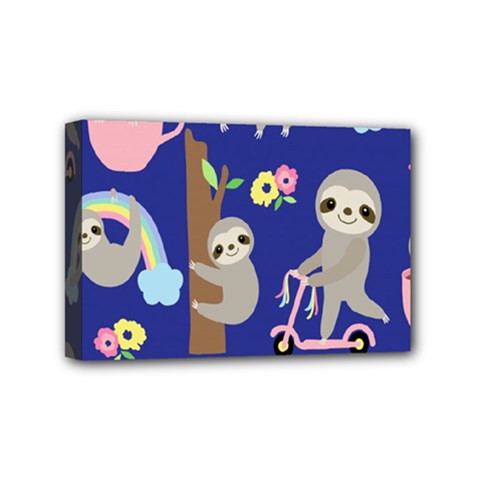 Hand-drawn-cute-sloth-pattern-background Mini Canvas 6  X 4  (stretched) by Simbadda