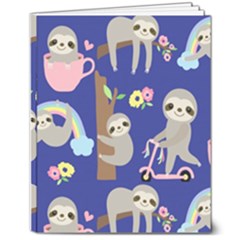 Hand-drawn-cute-sloth-pattern-background 8  X 10  Softcover Notebook by Simbadda
