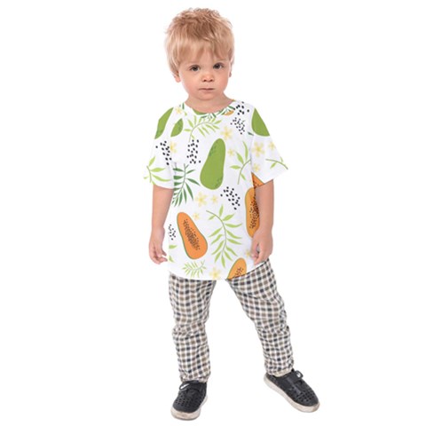 Seamless-tropical-pattern-with-papaya Kids  Raglan Tee by Simbadda