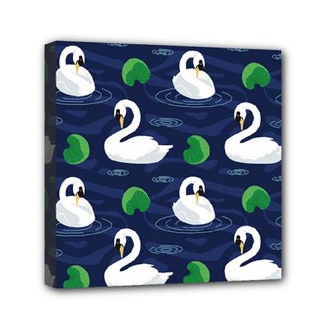 Swan-pattern-elegant-design Mini Canvas 6  X 6  (stretched) by Simbadda