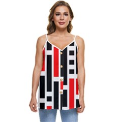 Background Geometric Pattern Casual Spaghetti Strap Chiffon Top by Grandong