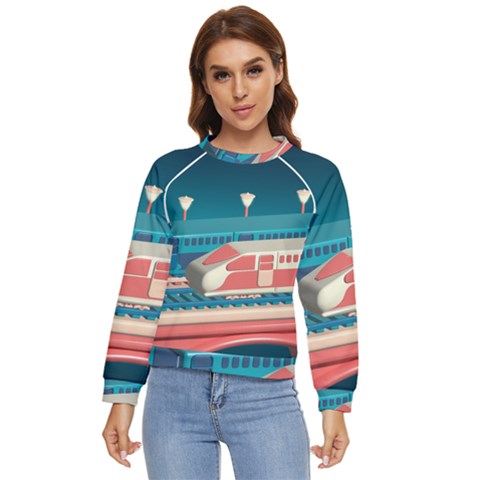 Bridge Transportation Train Toys Women s Long Sleeve Raglan Tee by Grandong