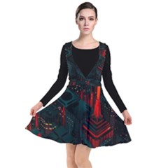 A Dark City Vector Plunge Pinafore Dress by Proyonanggan