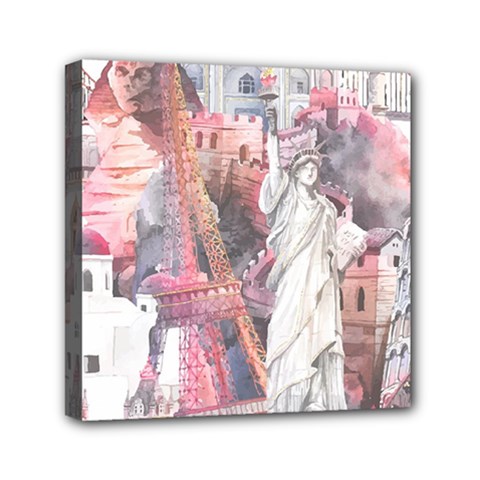 Vintage Landmarks Travel Mini Canvas 6  X 6  (stretched) by Proyonanggan