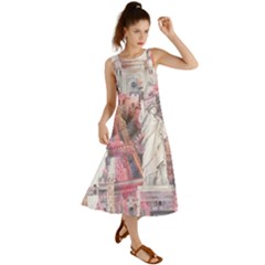 Vintage Landmarks Travel Summer Maxi Dress by Proyonanggan