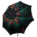 Peacock Feathers Nature Feather Pattern Hook Handle Umbrellas (Medium) View2