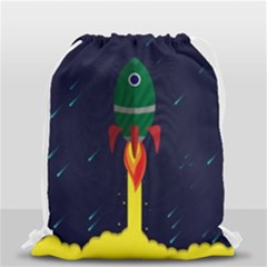Rocket Halftone Astrology Astronaut Drawstring Bag (small) by Bangk1t