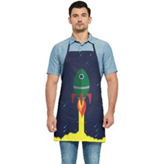 Rocket Halftone Astrology Astronaut Kitchen Apron by Bangk1t