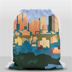City Buildings Urban Dawn Drawstring Bag (small) by Bangk1t