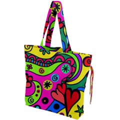 Seamless Doodle Drawstring Tote Bag by Bangk1t