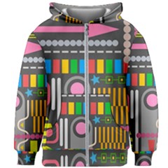 Pattern Geometric Abstract Colorful Arrow Line Circle Triangle Kids  Zipper Hoodie Without Drawstring by Bangk1t