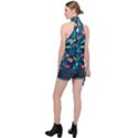 Variety Of Fish Illustration Turtle Jellyfish Art Texture Halter Asymmetric Satin Top View2