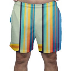 Colorful Rainbow Striped Pattern Stripes Background Men s Shorts by Bangk1t