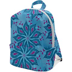 Flower Template Mandala Nature Blue Sketch Drawing Zip Up Backpack by Bangk1t