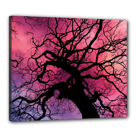 Trees Silhouette Sky Clouds Sunset Canvas 24  X 20  (stretched) by Bangk1t