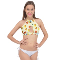 Seamless Background Honey Bee Wallpaper Texture Cross Front Halter Bikini Top by Bangk1t