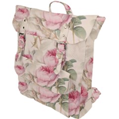 Roses Plants Vintage Retro Flowers Pattern Buckle Up Backpack by Bangk1t