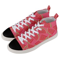 Watermelon Background Watermelon Wallpaper Men s Mid-top Canvas Sneakers by pakminggu